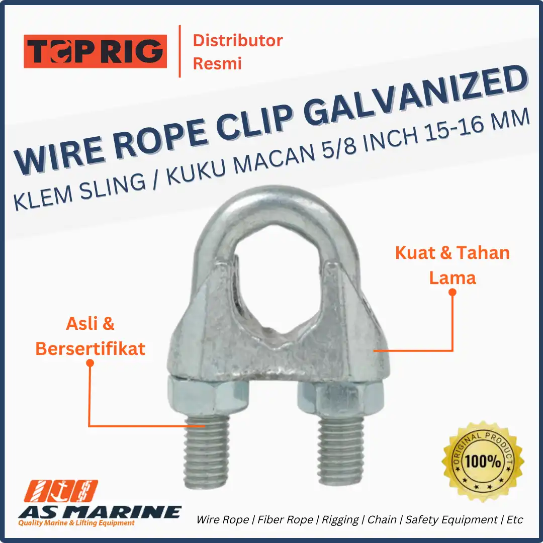 TOPRIG Wire Rope Clip / Klem Sling / Kuku Macan Galvanized 5/8 Inch 15-16 mm